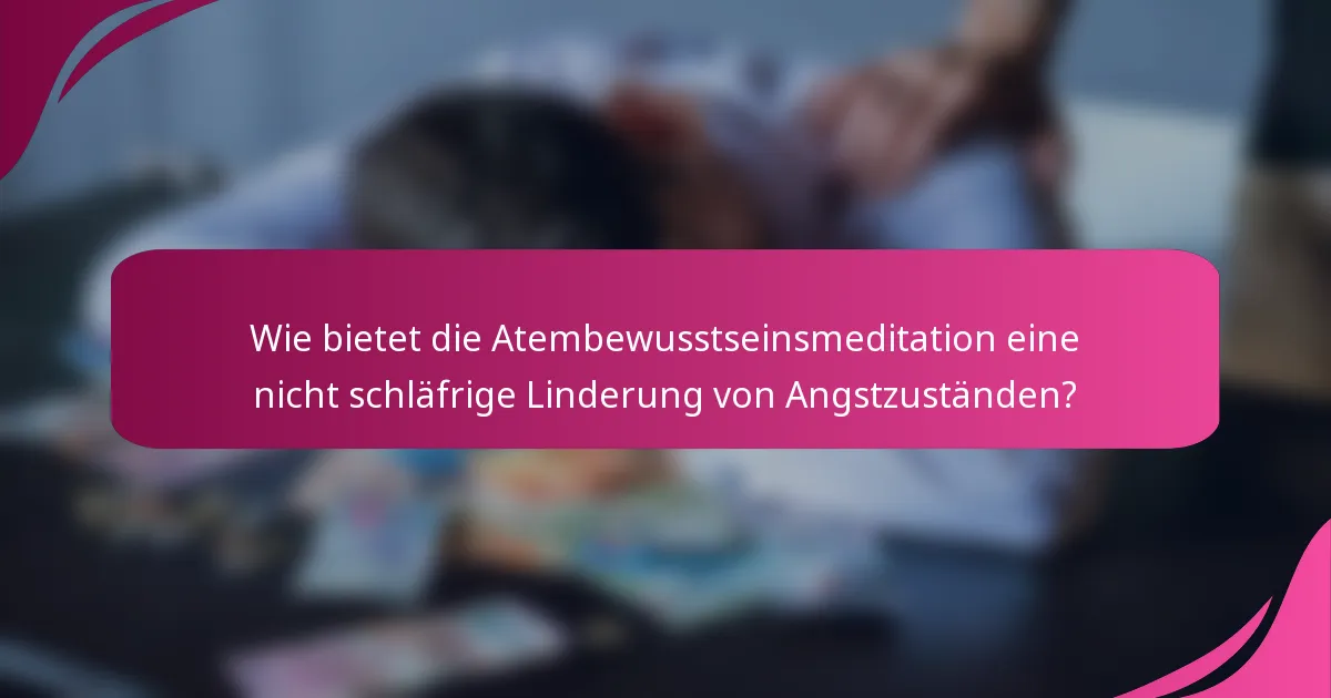 Wie bietet die Atembewusstseinsmeditation eine nicht schläfrige Linderung von Angstzuständen?
